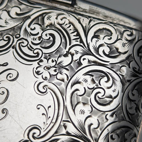 1912 British Antique Sterling Silver Double Hinge Cigarette Case 78g Smith and Bartlam